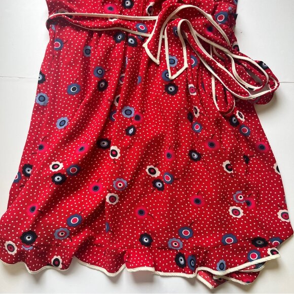 COPY - Modcloth Dress Floral Dotted Daytime Dapper True Wrap Tie Ruffle Red Whi… - Picture 15 of 16